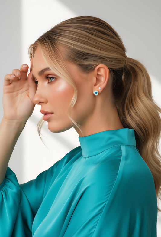 Orecchini Flower heart Blue