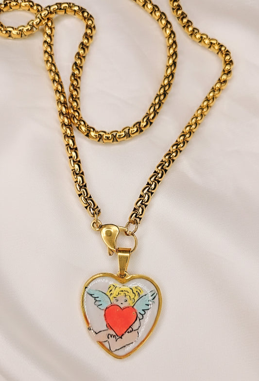 Ciondolo Angel baby bianco e nero