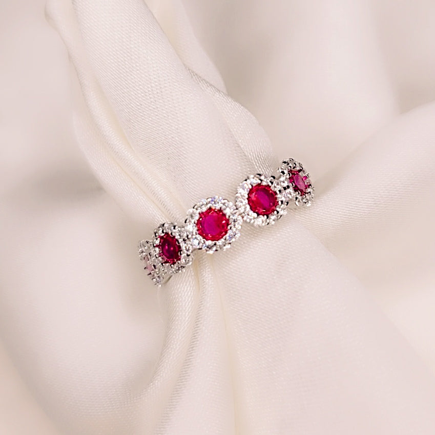 Anello Petali di luce rosso