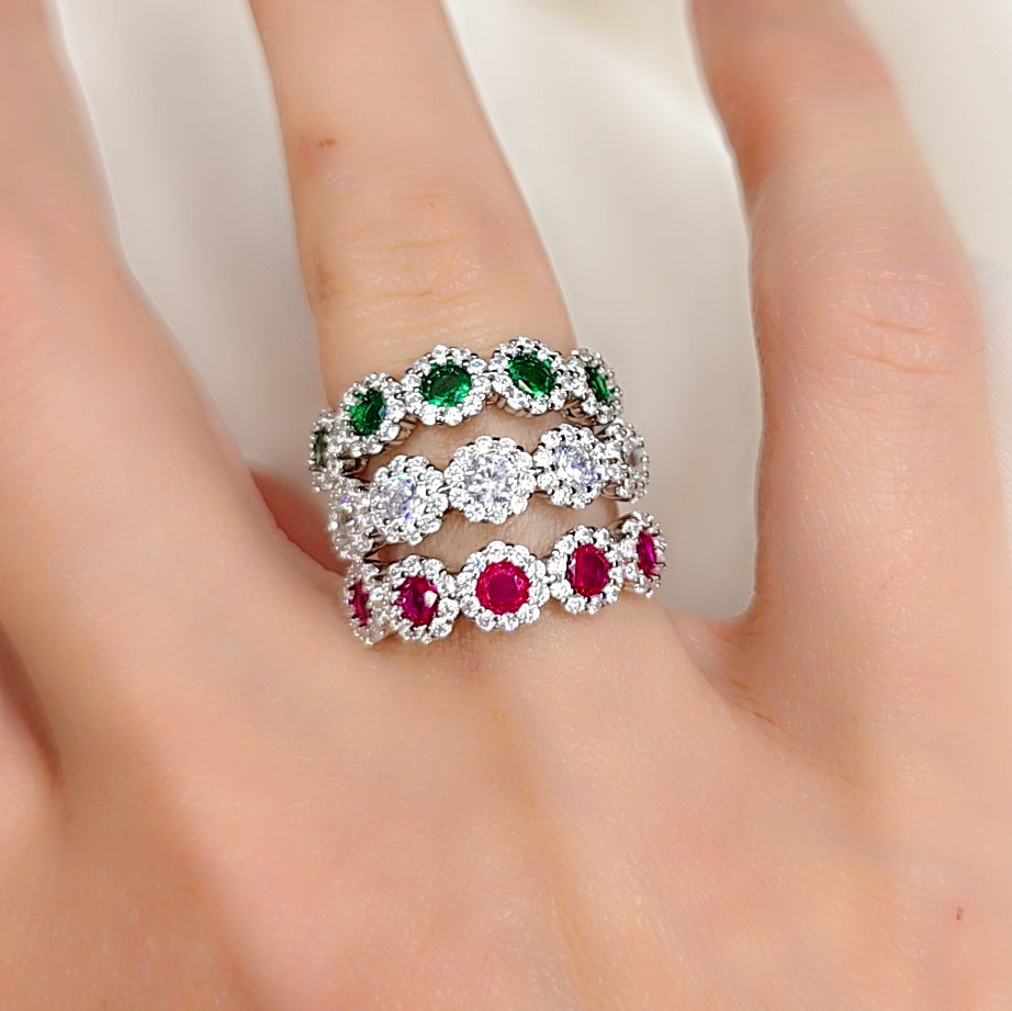 Anello Petali di luce verde