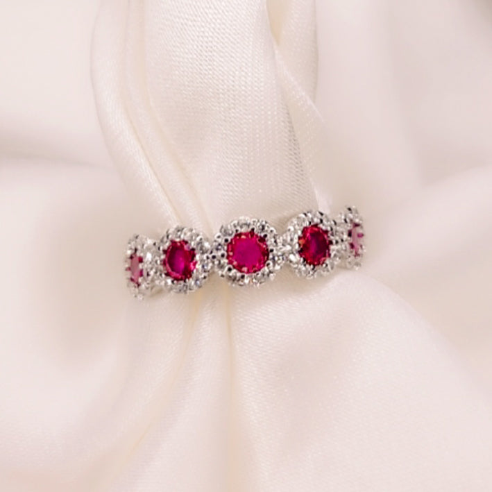 Anello Petali di luce rosso