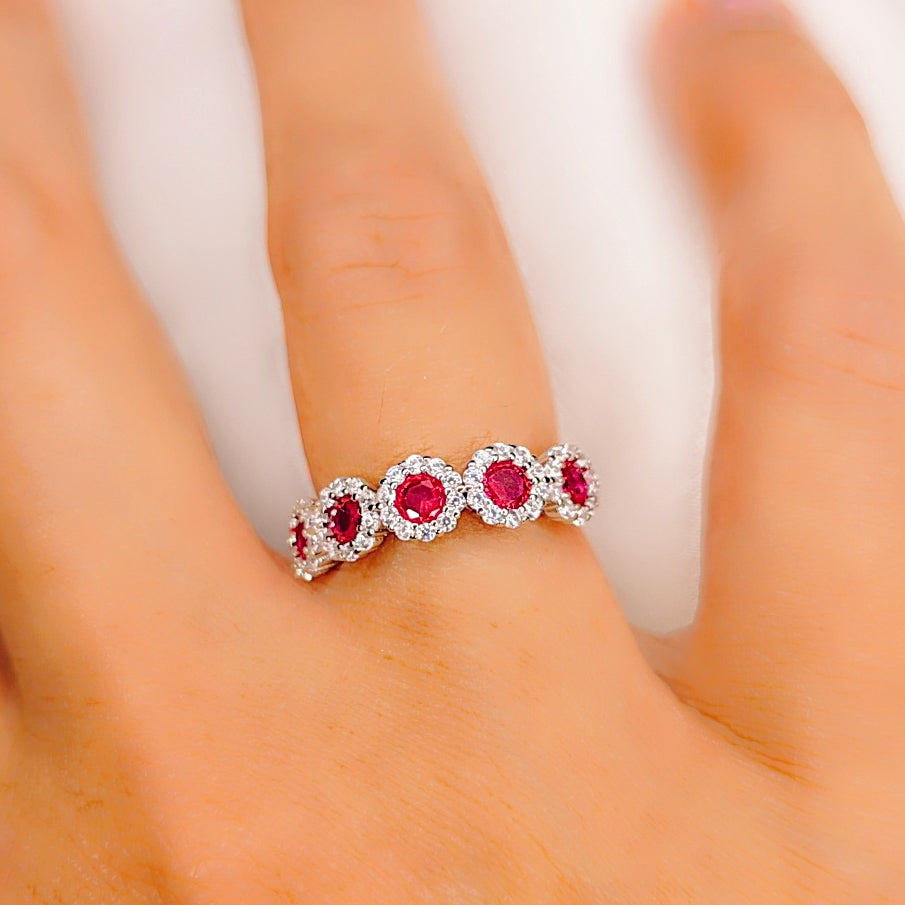 Anello Petali di luce rosso