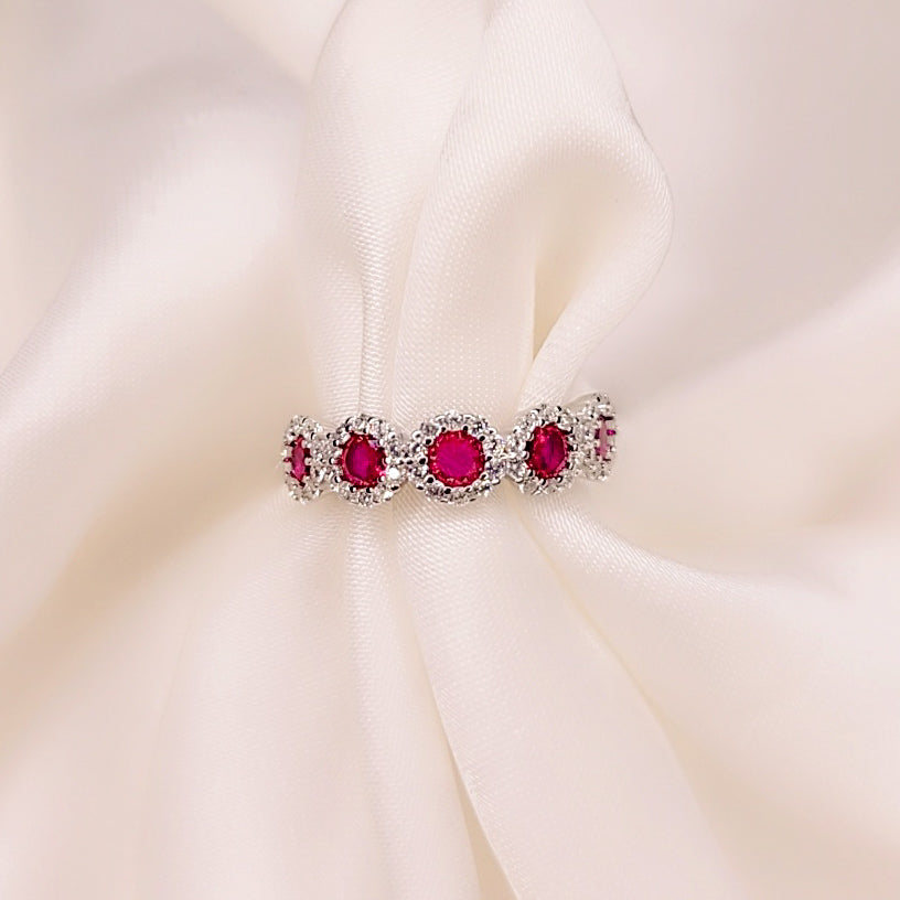 Anello Petali di luce rosso