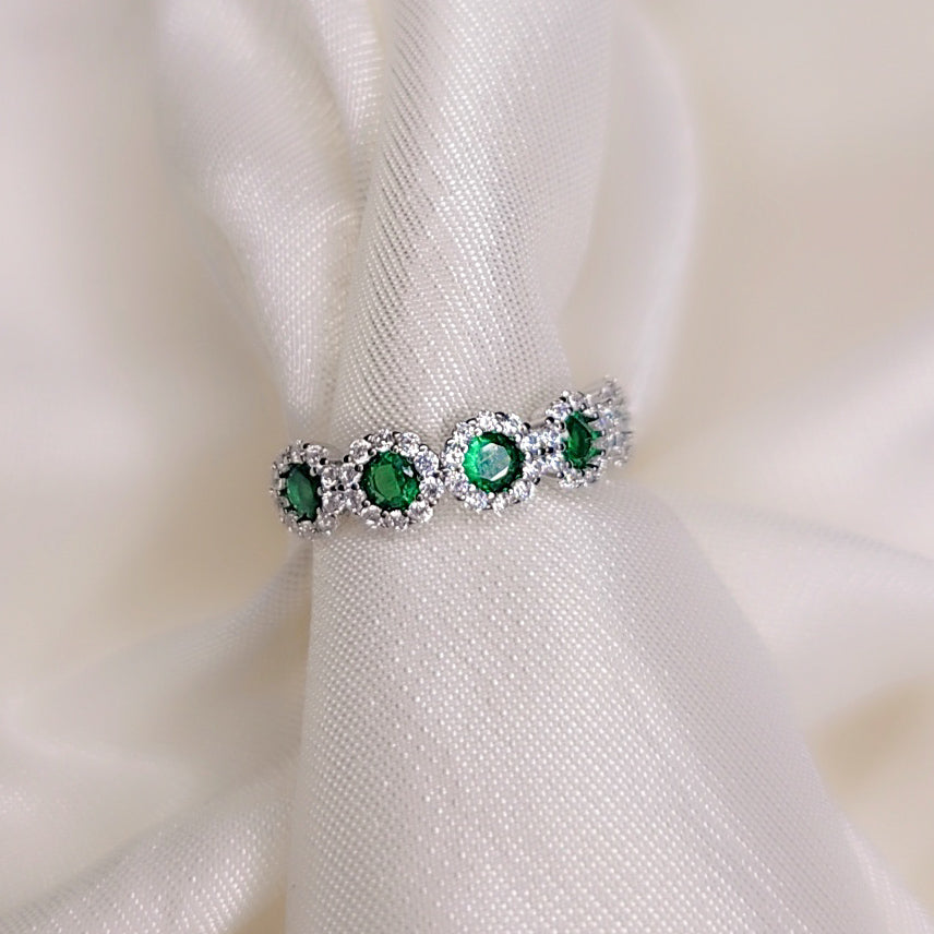 Anello Petali di luce verde