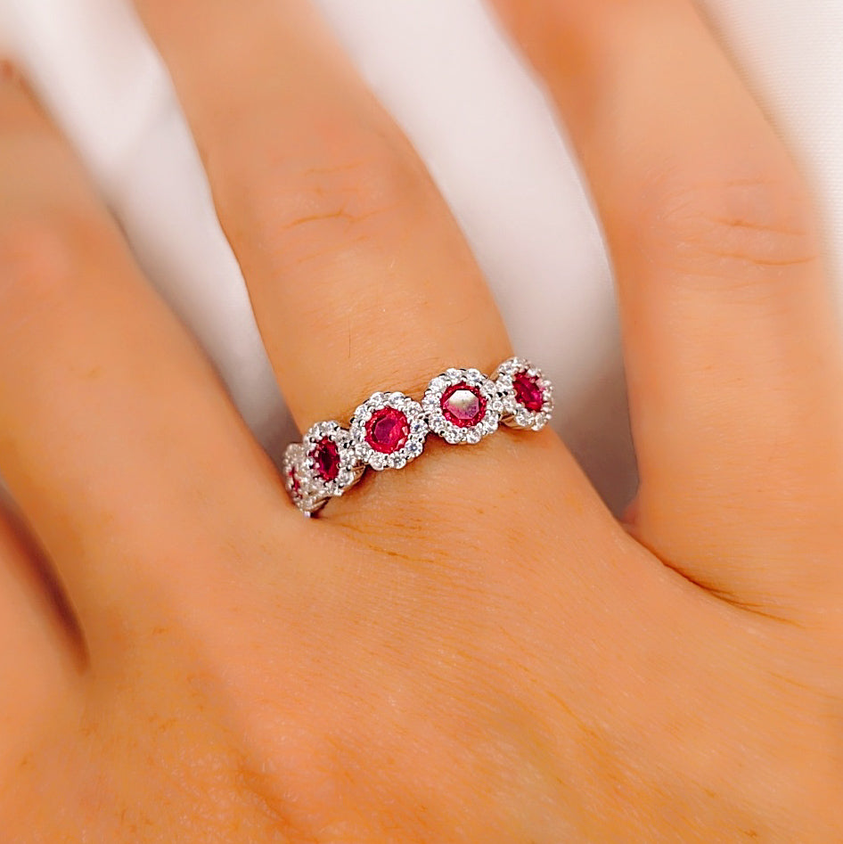 Anello Petali di luce rosso
