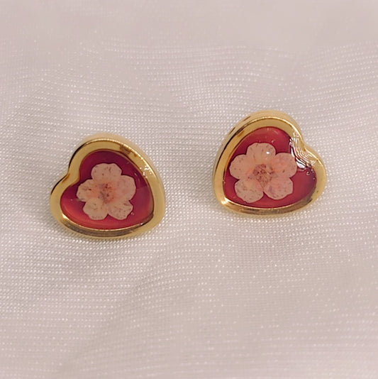 Orecchini Flower heart Red