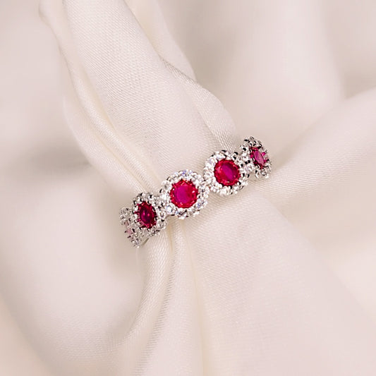 Anello Petali di luce rosso