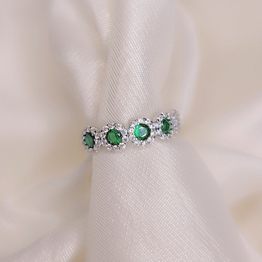 Anello Petali di luce verde