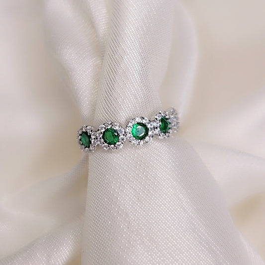 Anello Petali di luce verde
