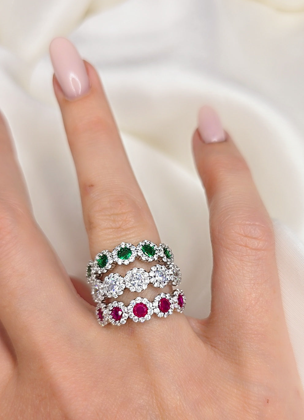 Anello Petali di luce verde