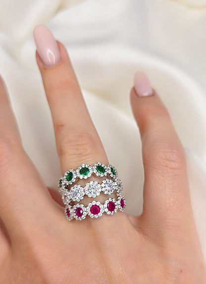 Anello Petali di luce verde