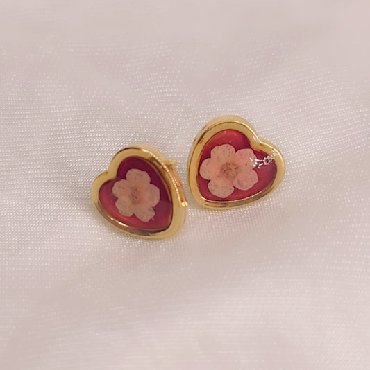 Orecchini Flower heart Red