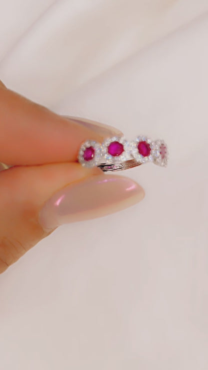 Anello Petali di luce rosso